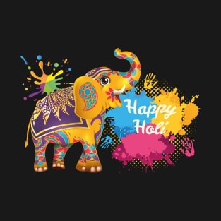 Funny Festival Colorful Elephant Color India, Happy Holi T-Shirt