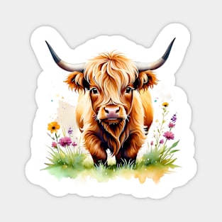 Cute Miniature Highland Cow Colorful Design Magnet