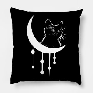 Cat and dripping moon Pillow