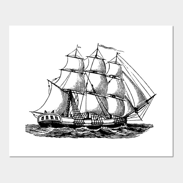 Etching Of An Old Sailing Ship