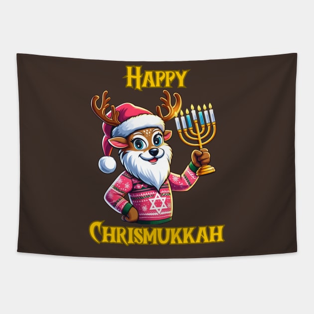 Happy Chrismukkah Tapestry by BukovskyART