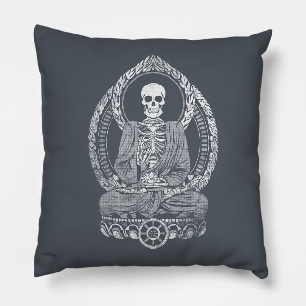 Starving Buddha Grunge - White Halftone Pillow by GAz