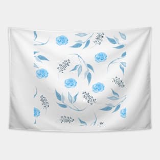 Blue roses and leaves pattern Tapestry