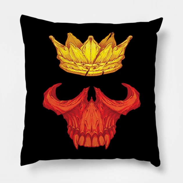 skull in crown Pillow by Dyuba