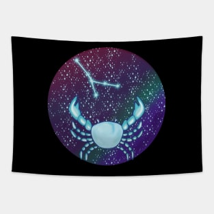 Cancer Zodiac Sign Crab with Constellation Tapestry