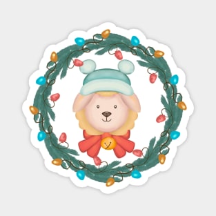 Cute Sheep Christmas Wreath Magnet