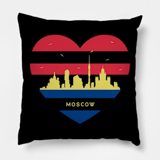 Russia City Skyline cityscape Heart Shape Flying Bird Moscow Pillow