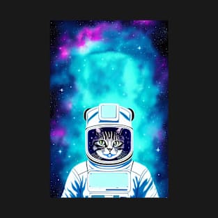 Funny Astronaut Cat in Space T-Shirt