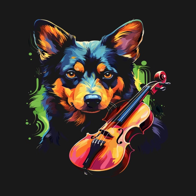 Australian Kelpie Playing Violin by JH Mart