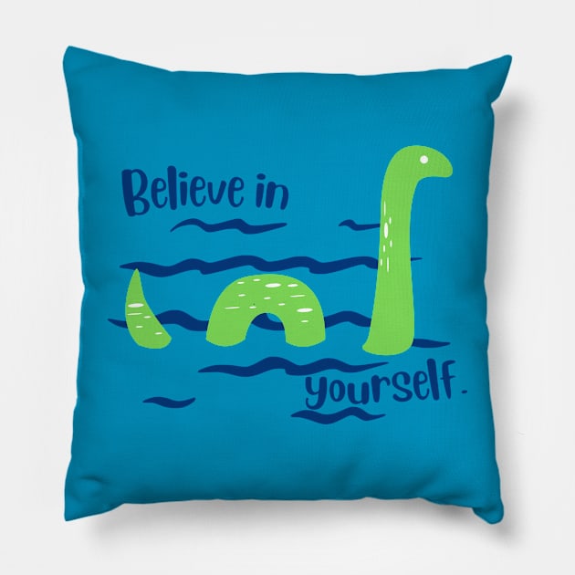 Believe Sea Monster Green Pillow by capesandrollerskates 