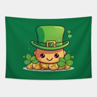 St Patricks day lucky day with shamrock and gold Tapestry