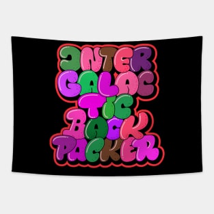 Intergalactic Backpacker. Bubble Style Typography. Tapestry