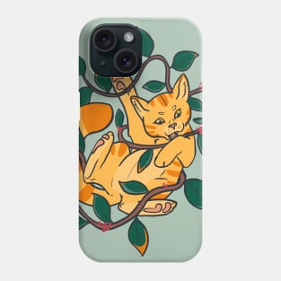 Leafy Autumn Orange Cat Phone Case