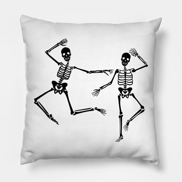 Halloween Dancing Skeletons Pillow by uncommontee