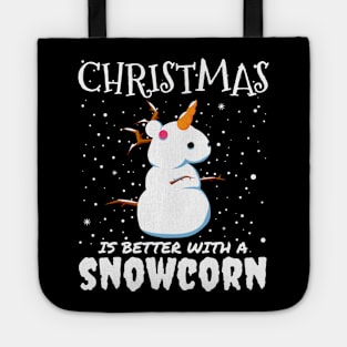 Christmas Is Better With A Snowcorn - Christmas snow unicorn gift Tote