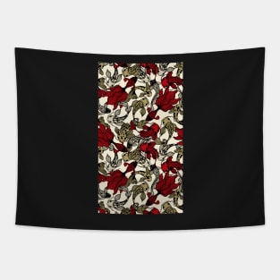 Red and white fish pattern Tapestry