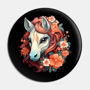 Horse colorful floral Pin