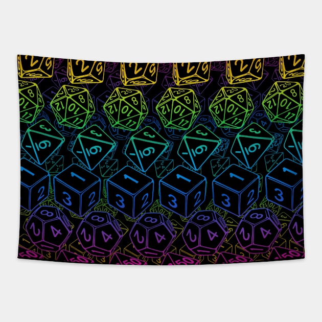 Dice Pattern D20 Rainbow Tapestry by CrowleyCreations