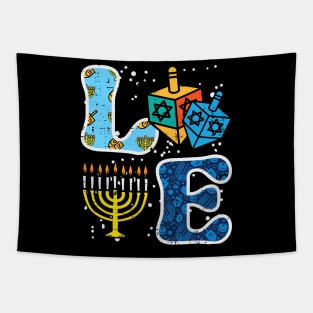 Hanukkah Love Menorah Dreidel Chanukah Jewish Tapestry