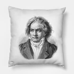 Ludwig van Beethoven in black and white Pillow