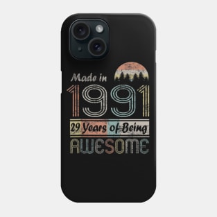 Vintage 1991 Made In 1991 29th Birthday 29 Years Old Gift Phone Case