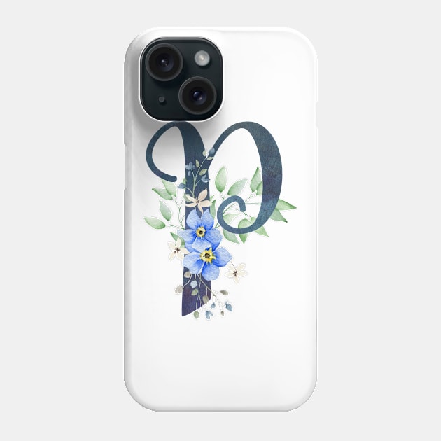 Floral Monogram P Wild Blue Flowers Phone Case by floralmonogram