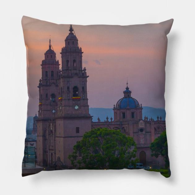 Mexico. Morelia. Cathedral at Sunrise. Pillow by vadim19