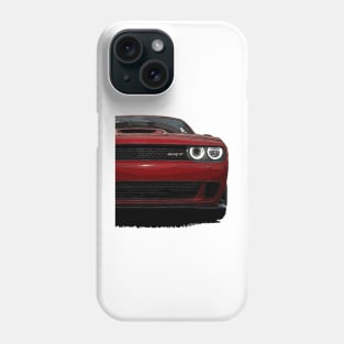 Fiery Essence: Red Dodge Challenger Front Body Posterize Car Design for Teen Enthusiasts Phone Case