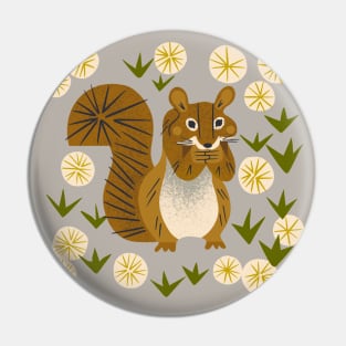 Squirrel And Dandelions Pin