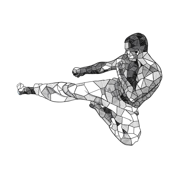 Side Kick Martial Arts Geometric Sketch Art by polliadesign