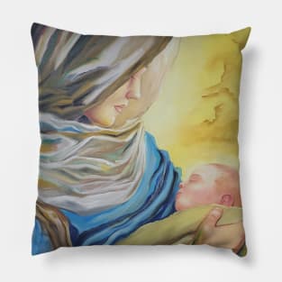 Our Lady of Silence holding baby Jesus Pillow