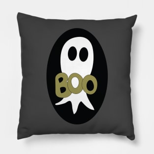 Cute Halloween ghost cartoon with BOO text Pillow