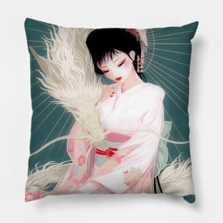 Geisha and white dragon 94007 Pillow