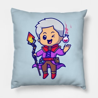 Cute Boy Witch Cartoon Pillow