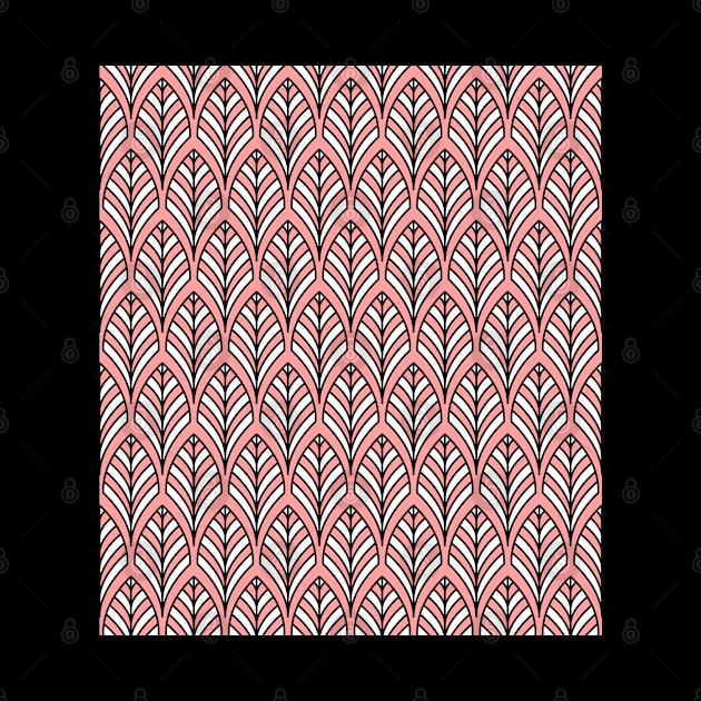 Art Deco Pattern no 36 - Pink - BOHO Feather Pattern by Millusti