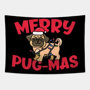 Merry Pugmas // Cute Christmas Pug Tapestry