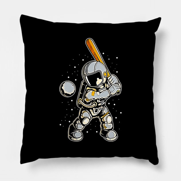 Astronaut Baseball • Funny And Cool Sci-Fi Cartoon Drawing Design Great For Anyone That Loves Astronomy Art Pillow by TeesHood