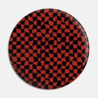 Warped Checkerboard, Black and Red Pin