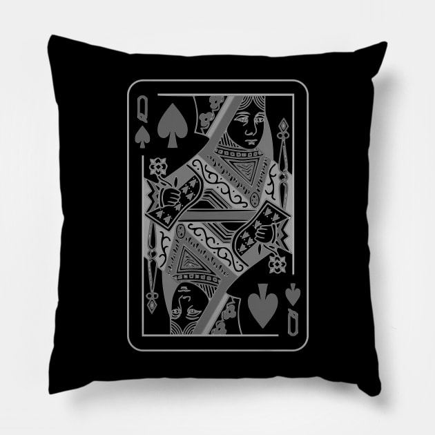 Queen of Spades Grayscale Pillow by inotyler