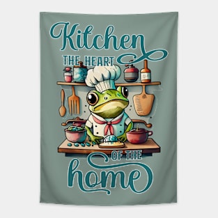 kitchen funny merch - frog chef Tapestry