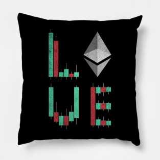 Vintage LOVE Stock Chart Ethereum ETH Coin Valentine Crypto Token Cryptocurrency Blockchain Wallet Birthday Gift For Men Women Kids Pillow