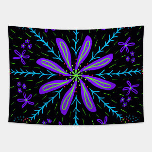 Purple flower on black Tapestry