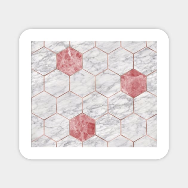 Rosa marble hexagons Magnet by marbleco