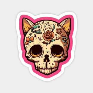 mexican skull cat Magnet