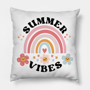 Summer vibes a cute vintage groovy summer time design Pillow