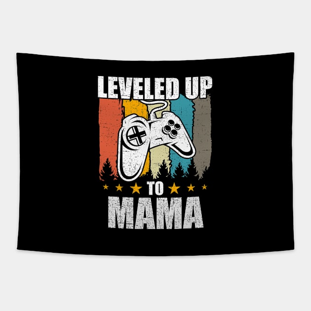 Leveled up to Mama Funny Video Gamer Gaming Gift Tapestry by DoFro