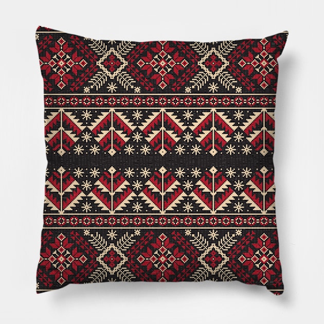 Ethnic Slavic pixel carpet texture #1 Pillow by GreekTavern