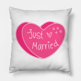 Just Married Pink Heart Pillow