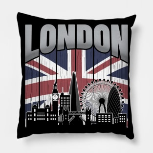 London United Kingdom Skyline Vintage Flag Pillow