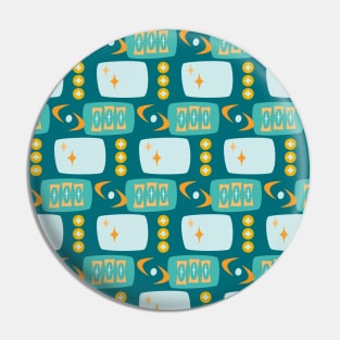 Atomic Age MCM Pattern in Teal, Aqua, Orange Pin